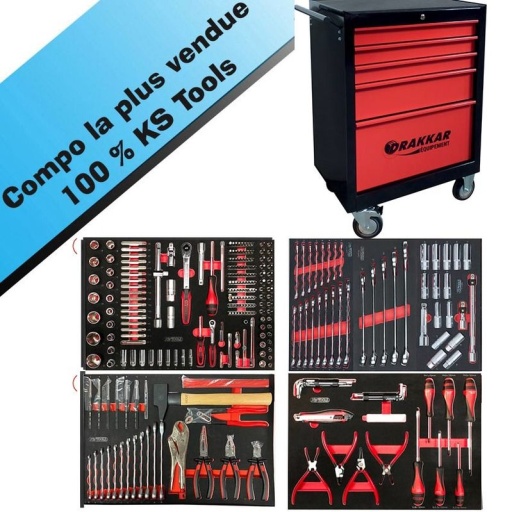 Servante d'atelier 5 tiroirs + compo outillage 4 tiroirs ks tools