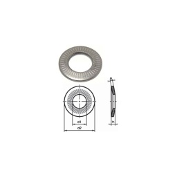 Rondelle contact diamètre 14

- materiau :acier zingue blanc
- d1:14mm - d2:30mm - h:3.1mm - s:1.8mm norme nfe 25-511
