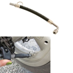 Outil d'accès aux valves de pneus Permet de donner un accès sur de nombreuses motos, quad, en particulier lorsque la roue arrière est bloqué par la chaine ou le cache. Longueur 200mm Angle à 90 degrés Gain de temps Leger et robuste