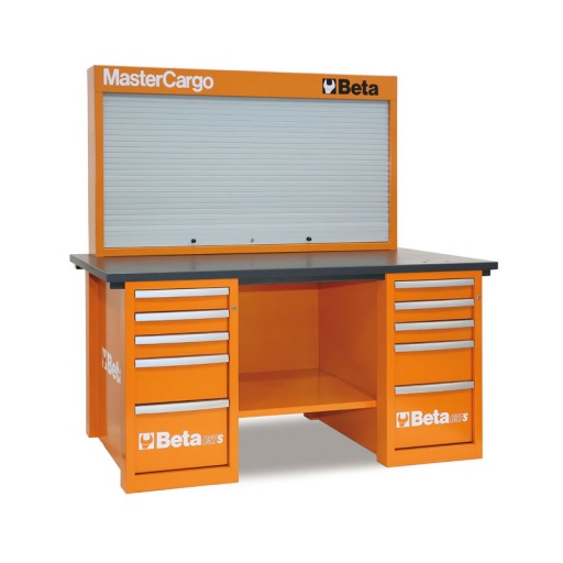 Etabli mastercargo 10 tiroirs orange + armoire porte outil à rideau