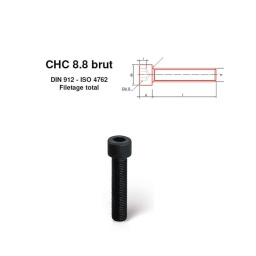 Vis CHC 8.8 brut DIN 912 - ISO 4762 de 3 à 12mm de diamètre en filetage total