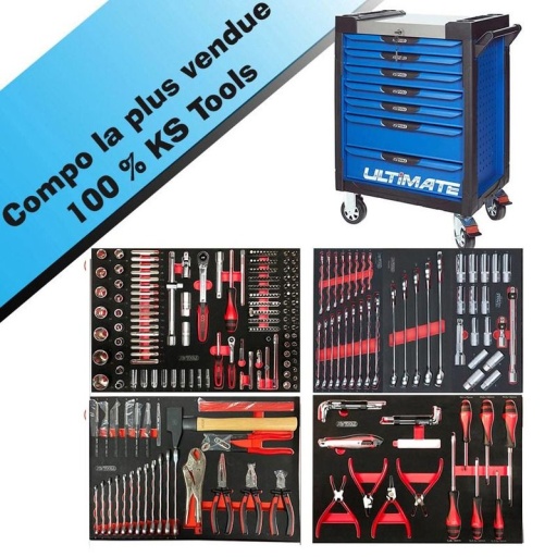 Servante d'atelier ultimate + compo outillage 4 tiroirs ks tools