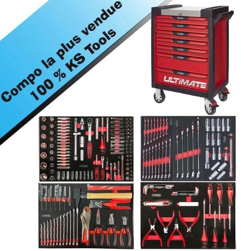 Servante d'atelier ultimate + compo outillage 4 tiroirs ks tools