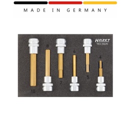 Mini module haute résistance douille mâle 6 pans
Garniture en mousse souple bimatière « Safety-Insert-System » (SIS) HAZET
Surface : revêtue TIN
Made In Germany
Entraînement : Carré creux 10 mm (3/8 pouce)
Sortie : Profil à 6 pans intérieurs
Taille: ∙ 4 – 10
Dimensions / longueur : 172 mm x 114 mm
Poids net (kg): 0.3 kg
Composition : 4-5-6-7-8-10mm