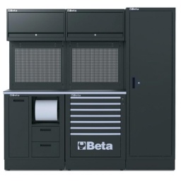 Combinaison d'ameublement d'atelier RSC50 2.0
Combinaison comprenant les éléments suivants :
1 plan de travail 1495x700 mm (RSC50 2.0 NPG/2-1,5MT)
1 module fixe de service avec 2 tiroirs (RSC50 2.0 MS-2C)
1 module fixe avec 7 tiroirs (RSC50 2.0 M7)
2 meubles hauts muraux (RSC50 2.0 PM)
2 panneaux porte-outils perforés supérieurs (RSC50 2.0 PFS)
2 panneaux porte-outils perforés inférieurs (RSC50 2.0 PFI)
2 paires d'étriers (RSC50 2.0 P/2MDX-SX)
1 armoire à 1 porte (RSC50 2.0 A1)