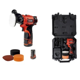 Polisseuse sur batterie 12V avec accessoires
2 vitesses de rotation
1 plateau pour disques Ø75 mm, 2 tampons mousse, 2 tampons laine synthétique et 5 disques de ponçage (1x #60, 2x #120 et 2x #240)
Livrée dans un coffret avec 2 batteries* 2 Ah et une station de charge rapide 2,4 A
Légère, compacte et confortable à utiliser
Poignée ergonomique bi-matière
Poignée latérale amovible pour une meilleure tenue
-Batteries non-compatibles avec le reste de la gamme d'outils électroportatifs 515.47XX
Plus d’information
Alimentation : lithium-ion 12V 2000 mAh (x2)
Autonomie : env. 15-30 min (100%-50%) avec 1 batterie
Code EAN : 3663389002569
Diamètre disque de ponçage :75 mm
Nombre de vitesses :2 positions
Temps de charge :1h
Vitesse de rotation à vide en T/mn :7800 Tr/min
Poids :690 g