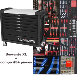 Servante xl ks tools avec compo 4 tiroirs pour garage automobile, exclusivité Millmatpro, conjointement avec ks tools, nous avons étudié une servante la plus complète pour l'utilisation automobile mais aussi moto et agricole, au prix le plus bas possible sans laisser la qualité de coté, en effet beneficiez de la garantie maximum sur tout l'outillage ks tools, ainsi qu'une garantie de 10 ans sur les produits Brilliant tools (or consommable foret...)
Composition outillage 4 tiroirs
Tiroir 1
922.1439 Poignée emmanchée ULTIMATE® 1/4''
920.1400 Cliquet réversible 1/4’’ ULTIMATE
920.1200 Cliquet 72 dents extra plat ULTIMATE® 1/2
922.1202 Rallonge ULTIMATE® 1/2''. L.125 mm
922.1203 Rallonge ULTIMATE® 1/2''. L.250 mm
922.1450 Cardan universel ULTIMATE® 1/4''
922.1451 Poignée coulissante T ULTIMATE® 1/4''. L.110 mm
922.1452 Rallonge ULTIMATE® 1/4 L.50 mm 1
922.1455 Rallonge ULTIMATE® 1/4 L.100 mm 1
922.14 Douille 6 pans ULTIMATE® 1/4 4-4.5-5 -5.5-6-7-8-9-10-11-12-13-14mm
922.1419 Rallonge articulée ULTIMATE 1/4. L.150mm
922.14 Douille longue 6 pans ULTIMATE 1/4.6-7-8-9-10-11-12-13-14mm
922.1198 Tournevis porte-embouts magnétique ULTIMATE 1/4'' . L. 100 mm
922.14 Douille tournevis ULTIMATE® TORX® 1/4''. L.37 mm - T10-15-20-25-27-30-40
922.147 Douille tournevis ULTIMATE® POZIDRIV® 1/4''. L.37 mm - PZ2-PZ1
922.1490 Douille tournevis ULTIMATE® Fente 1/4''. L.37 mm - 7-5.5-4mm
922.146 Douille tournevis 6 pans ULTIMATE® 1/4. L.37 mm - 3-4-5-6-7-8mm
922.1468 Douille tournevis ULTIMATE® PHILLIPS® 1/4''. L.37 mm - PH1-PH2
922.1440 Rallonge flexible ULTIMATE® 1/4. L.150mm
922.1250 Cardan universel ULTIMATE® 1/2
922.1261 Augmentateur pour poignée coulissante ULTIMATE® 1/2M - 3/8F
922.120 Douille bougie ULTIMATE® 1/2''. 16-21mm
922.12 Douille 6 pans ULTIMATE® 1/2''. 10-11-12-13-14-15-16-17-18-19-21-22-24-27-30-32mm
975.100 Embout de vissage 6 pans. L.75 mm - Entraînement 10 mm - 5-6-7-8-10 mm 1
975.21 Embout de vissage TORX® percé. L.75 mm - Entraînement 10 mm - TB20-25-27-30-40-50-55-60
975.300 Embout de vissage XZN®. L.75 mm - Entraînement 10 mm - M6-8-10-12
911.1452 Adaptateur pour visseuse. 1/4''
922.1297 Porte-embouts de vissage ULTIMATE® 1/2. 10 mm
922.1421 Douille porte-embouts ULTIMATE® 1/4
514.1102 Porte-embout magnétique 1/4. L.50 mm
514.1106 Adaptateur porte-douilles 1/4- 1/4
911.1452 Adaptateur pour visseuse
911.2255 Embout de vissage KS 6 pans 3.0-4-5-5.5-3-7 - entraînement 6.35 mm
911.2397 1/4'' Embout de vissage POZIDRIV. 25 mm. PZ0-1-2-3
911.3001 Embout de vissage 4 pans. L.25 mm - 1/4'' - #0-1-2-3
911.2201 Embout de vissage KS PH N°0-1-2-3. longueur25 mm
911.2910 Embout de vissage KS SPANNER 4-6-8-10mm
911.3566 KSD - 1/4'' Bit Innensechskant. 25mm. 1/16''-5/64''-3/32''-7/64''-1/8''-9/64''-5/32''-3/16''-7/32''-1/4''
911.2961 Embout de vissage KS 6 pans percé 5/64-3/32-7/64-1/8-9/64-5/32- entraînement 6.35mm
911.2934 Embout de vissage KS 6 pans percé 2.0-2.5-3-4-5-6 entraînement 6.35 mm. longueur25 mm
911.2901 Embout de vissage KS TORQ SET 6-8-10mm - entraînement 6.35 mm. l25mm
911.2922 Embout de vissage KS TRI WING 1-2-3-4. entraînement 6.35 mm. L. 25 mm
911.3303 Embout de vissage 1/4'' Fente. 25 mm. 3-4-4.5-5-5.5-6-6.5-7-8 mm
911.2306 Embout de vissage KS TORX 8-10-15-20-25-27-30-40-45 - entraînement 6.35 mm.L.25 mm
911.2344 Embout de vissage XZN M5-M6-M8. entrainement 6.35 mm. L25 mm
911.2276 Embout de vissage KS TORX percé 8-10-15-20-25-27-30-40 entraînement 6.35 mm. l25 mm
911.2985 Embout de sécurité papillon # 1. L.25 mm 1
911.2988 KSD - 1/4'' Doppelkeil-Bit # 2. 25mm. S2 1
911.2991 KSD - 1/4'' Doppelkeil-Bit # 3. 25mm. S2 1
Rallonge avec blocage 75 - 250 mm rallonge 125mm douilles longues :10 - 11 - 12 - 13 - 15 - 17 - 19 - 22 - 24 - 27 mm douilles bougies :14 - 16 - 18 - 21 mm
13 douilles courtes choc : 10 - 12 - 13 -14 -16 -17 - 18 - 19 - 21 - 22 - 23 - 24 - 27mm - augmentateur Réducteur : 3/4"f x 1/2"m - 1/2"f x 3/4"m
- cardan choc
- rallonge 125mm 1/2 choc
Tiroir 2
922.60 Tournevis ULTIMATE® Fente. 3.5-4.5-5.5(x2)-6.5-8(x2)mm
922.60 Tournevis ULTIMATE® PHILLIPS®. PH1 PH2 PH3
922.60 Tournevis PZ1 PZ2
907.2135 Cutter à système de blocage. 18 mm
907.2166 Lames de rechange pour 907.2141 - paquet de 10 pcs
151.2100 Jeu de 8 clés mâles 6 pans à tête sphérique longues. 2 à 10 mm
151.2200 Jeu de 8 clés mâles TORX® percé longue. T10 à T50
500.10 Pince à circlips extérieur droite.19-60 mm.160mm droite. 160mm extérieur coudée 90°.19-60 mm. intérieur coudée 90°.19-60 mm.160mm
150.9313 Clé araignée pour filtre à huile 3/8'' + 1/2'', diamètre 62-102 mm
918.3806 Douille pour bougie CHROMEplus 3/8", 6 pans 21 mm
150.9392 Embout pour bouchons de vidange 6 pans 5/16" x 3/8"
155.5002 Clé de filtre à huile - Ø 65-110 mm
150.9391 Embout pour bouchons de vidange 6 pans 8x10 mm
150.9393 Embout pour bouchons de vidange 6 pans 8 mm x 3/8"
150.9394 Embout pour bouchons de vidange 6 pans 12 mm x 4 pans 11 mm
150.9395 Embout pour bouchons de vidange 6 pans 14 mm x 4 pans 13 mm
922.3997 Rallonge ULTIMATE 3/8'', L.250 mm
922.3934 Douille tournevis ULTIMATE TORX® 3/8'', L.50 mm - T40
922.3935 Douille tournevis ULTIMATE TORX® 3/8'', L.50 mm - T45
922.3988 Réducteur pour poignée coulissante ULTIMATE, 1/2'' F - 3/8'' M
Tiroir 3
115.1012 Pince coupante de côté à poignées bi-composants. L. 160 mm
115.1021 Pince universelle à poignées bi-composants. L.180 mm
115.1024 Pince à bec demi-ronds KS. à poignées bi-composants L.200 mm
115.1197 Pince étau GRIPfix Xtreme 9 0-50mm
115.2001 Pince multiprises gainée. 250mm. 0-36mm
156.0589 Burin de carrossier extra plat. 26 mm. Longueur 250 mm
142.1080 Marteau rivoir manche Hickory. 800g
Clé droite cliquet brilliant tools 8.9.10.11.12.13.14.15.16.17.18.19mm
156.020 Chasse-goupille bruni octogonal. 3.4.5.6.8.10 mm Longueur 150mm
156.0175 Pointeau 1
Clé pipe ks tools 8 - 10 - 11 - 12 - 13 - 14 - 15 - 16 - 17 - 18 - 19 mm
157.0405 Lime triangulaire demi-douce emmanchée, L.200 mm
157.0205 Lime ronde emmanchée demi-douce, L.200 mm
157.0105 Lime demi-ronde demi-douce emmanchée, L.200 mm
157.0005 Lime plate demi-douce emmanchée , L.200 mm
Tiroir 4
8 clés fourches brilliant tools : 6x7 - 8x9 - 10x11 - 12x13 - 14x15 - 16x17 - 18x19 - 20x22 mm
15 clés mixtes brilliant tools: 6 - 7 - 8 - 9 - 10 - 11 - 12 - 13 - 14 - 15 - 16 - 17 - 18 - 19 - 22 mm
6 clés polygonales contre coudées brilliant tools: 10x11 - 12x13 - 14x15 - 16x17 - 16x18 - 17x19 - 20x22 mm
Kit rangement OTO Tarauds (2 passes) M3-M4-M5-M6-M8-M10-Filières M3-M4-M5-M6-M8-M10-1 porte taraud. 1 porte filière-Boite de 19 forets métal-Jauge filetage
