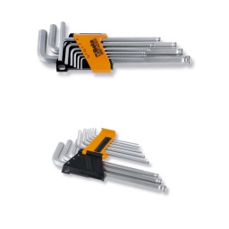 Jeu de 9 clés mâle 6 pans coudées à tête sphérique, avec système de maintien de la vis
Jeu de 9 clés mâles 6 pans coudées avec système de maintien de la vis.
Livré complet avec support ratelier pour identifier rapidement la taille requise et empêcher les clés de sortir accidentellement.
1,5-2-2,5-3-4-5-6-8-10mm