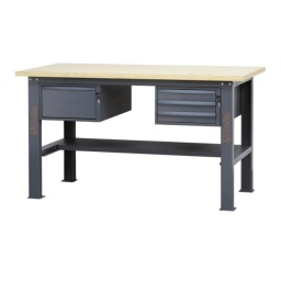 Etabli d'une longueur de 1,6m avec plan de travail en bois et 4 tiroirs
Principales caractéristiques :
- Plan de travail (1600 x 750 mm) en bois contreplaqué stratifié de 38 mm d'épaisseur
- 4 tiroirs (367x588 mm) montés sur glissières à billes de précision :
1 tiroir d'une hauteur de 210 mm.
1 tiroir d'une hauteur de 70 mm.
- Fonds de tiroirs protégés par un tapis en néoprène
- Chaque tiroir peut accueillir jusqu'à 4 modules d'outillage BETA
- Serrure centralisée frontale
- Structure en acier avec 4 pieds
- Prédisposition pour l'installation d'un étau (1599F/150 ou 1599GI/150, vendus séparément)
- Demi-étagère inférieure de rangement, 1288x335 mm ; épaisseur : 40 mm
- Prévu pour la fixation au sol
- Capacité de charge statique : 1000 kg uniformément répartis
Les accessoires suivants peuvent être ajoutés :
- Panneau latéral perforé C58PFL
- Bord antichute, 1600 mm, C58BAC 1.6
- 103,5 kg
1.600x750x904 mm