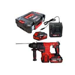 Coffret perforateur brushless 18V 900W, 2 batteries et chargeur
Moteur brushless (sans charbon) puissant et économe en énergie
3 modes réglables au choix : perçage, perçage à percussion et burinage (angle de burinage ajustable)
Système anti-retour (kick-back stop) pour une sécurité accrue
Mandrin auto-serrant de 28 mm
Gâchette progressive permettant un ajustement optimal de la vitesse
Inverseur rotatif gauche/droite à 1 main
Eclairage LED permettant de travailler dans les environnements peu lumineux
Butée de profondeur pratique 200 mm, avec graduations de 2 en 2 mm
Réglage de la butée via rotation de la poignée
Légère, compacte et confortable à utiliser
Corps léger en aluminium avec coque robuste en plastique renforcé de fibre de verre
Poignée ergonomique en caoutchouc, à position ajustable
Livrée dans son coffret avec 2 batteries 4 Ah et 1 chargeur simple
Batterie commune à toute la gamme d'outillage électroportatif KS Tools 515.47XX, y compris enceinte de chantier 100172F et projecteurs 150.4358F et 150.4470F
Indicateur LED du niveau de charge sur les batteries
Batteries avec coque en nylon retardateur de flamme
Alimentation :2 x lithium-ion 18V 4Ah
Attribut de fonction 1 :arrêt automatique
Attribut de fonction 2 :système anti-retour
Bruit max à vide :145 dbA
Bruit max en sollicitation :135 dbA
Dimensions :L.290 x l.95 x H.210 mm
Puissance en Watt :900 W
Nombre de coups :5500 coups/min
Tension d'alimentation :18 V
Vitesse de rotation à vide en T/mn :1600 Tr/min
Vibrations :25,5 m/s²
Indice de résistance aux chocs :IK06
Poids :6,00 kg
Diamètre max. de perçage acier :13 mm
Diamètre max. de perçage béton :24 mm
Diamètre max. de perçage bois :28 mm
Puissance en joules :2,2 joules