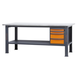 Etabli d'une longueur de 2,1m avec plan de travail en MDF revêtu d'acier inoxydable, 4 tiroirs
Principales caractéristiques :
- Plan de travail (2100 x 750 mm) en MDF revêtu d'acier inoxydable de 38mm d' épaisseur
- 4 tiroirs (367x588 mm) montés sur glissières à billes de précision :
2 tiroirs d'une hauteur de 70 mm
2 tiroirs d'une hauteur de 140 mm
- Fonds de tiroirs protégés par un tapis en néoprène
- Chaque tiroir peut accueillir jusqu'à 4 modules d'outillage BETA
- Serrure centralisé frontale
- Structure en acier avec 4 pieds
- Prédisposition pour l'installation d'un étau (1599F/150 ou 1599GI/150, vendus séparément)
- Demi-étagère inférieure de rangement, 1788x335 mm ; épaisseur : 40 mm
- Prévu pour la fixation au sol
- Capacité de charge statique : 800 kg uniformément répartis
Les accessoires suivants peuvent être ajoutés :
- Panneau latéral perforé C58PFL
- Bord antichute, 2100 mm, C58BAC 2.1
141 kg
2.100x750x904 mm