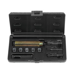 Coffret de réparation pour bougies de préchauffage mm x 1.0
- assortiment pour la réparation des filetages endommagés ou uses
- insert ultra-fin fixe solidement et traite contre la corrosion
- coffret de rangement
mm x 1.0 x 115 mm composition :
taraud avec guide mm x 1
taraud avec guide m11 x 1
Alésoir avec guide
outil de mise en place. l=93 mm m9x1.
gl= 109mm douilles filetees l=11 mm ig=m9x1/
ag=m11x1. pack de 5
