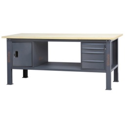 Etabli d'une longueur de 2,1m avec plan de travail en bois, 4 tiroirs et 1 compartiment de rangement avec porte.
Principales caractéristiques :
- Plan de travail (2100 x 750 mm) en bois contreplaqué stratifié de 38 mm d'épaisseur
- 4 tiroirs (367x588 mm) montés sur glissières à billes de précision :
2 tiroirs d'une haute de 70 mm
2 tiroirs d'une hauteur de 140 mm.
- Fonds de tiroirs protégés par un tapis en néoprène
- Chaque tiroir peut accueillir jusqu'à 4 modules d'outillage BETA
- Serrure centralisée frontale
- 1 compartiment de rangement avec porte et serrure
- Structure en acier avec 4 pieds
- Prédisposition pour l'installation d'un étau (1599F/150 ou 1599GI/150, vendus séparément)
- Demi-étagère inférieure de rangement, 1788x335 mm ; épaisseur : 40 mm
- Prévu pour la fixation au sol
- Capacité de charge statique : 800 kg uniformément répartis
Les accessoires suivants peuvent être ajoutés :
- Panneau latéral perforé C58PFL
- Bord antichute, 2100 mm, C58BAC 2.1
-133 kg
2.100x750x904 mm