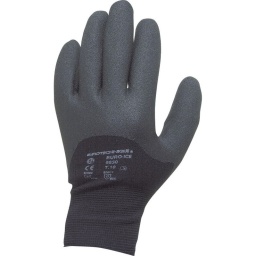 Gant tricôté nylon. double bouclette. Paume et doigts enduits de PVCHTP
Poignet élastique. protege contre le froid. respirant. hydrodeperlant.
Bonne adherence. souple et confortable.
Convient pour les métiers du bâtiment. les milieux froids. la manutention d'objets glissants