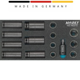 Module douilles chocs longues et courtes 1/2 - 15 pièces
Made In Germany
Entraînement : Carré creux 12,5 mm (1/2 pouce)
Sortie : Profil Traction à 6 pans extérieurs
Dimensions / longueur : 342 mm x 172 mm
Douille à chocs  à 6 pans Carré creux : 17-18-19-21-24-27mm
Douille à chocs  longues à 6 pans Carré creux :17-18-19-21-22-24-27mm
1 cardan