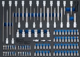Étendue de la livraison : Embouts, entraînement six pans extérieurs 8 mm (5/16"), longueur 30 mm : Fente : 8 - 10 - 12 mm Cruciforme : PH3 - PH4 Cruciforme PZ : PZ3 - PZ4 Profil T (pour Torx) : T40 - T45 - T50 - T55 - T60 - T70 Profil T (pour Torx) avec perçage : T40 - T45 - T50 - T55 - T60 - T70 Six pans creux : 7 - 8 - 10 - 12 - 14 mm Adaptateur d'embout carré 6,3 mm (1/4") sur six pans 8 mm (5/16") Douilles à embouts, carré 6,3 mm (1/4"), longueur 35 mm : Fente : 4 - 5,5 - 6,5 - 7 mm Cruciforme : PH0 - PH1 / PH2 - PH3 Cruciforme PZ : PZ0 - PZ1 / PZ2 - PZ3 Profil T (pour Torx) : T8 - T9 - T10 - T15 - T20 - T25 - T27 - T30 - T40 Profil T (pour Torx) avec perçage : T8 - T9 - T10 - T15 - T20 - T25 - T27 - T30 - T40 Denture multiple intérieure (pour XZN) : M8 - M10 - M12 Six pans creux : 3 - 4 - 5 - 6 - 7 - 8 mm Profil TS : TS10 - TS15 - TS20 - TS25 - TS27 - TS30 - TS40 - TS45 - TS50 Douilles à embouts, carré 12,5 mm (1/2") Longueur 55 mm, six pans creux : 14 - 17 - 19 - 22 - 24 mm Longueur 140 mm, six pans creux : 10 - 11 - 13 mm Longueur 140 mm, denture multiple intérieure (pour XZN) : M10 - M12 - M14 Longueur 240 mm, profil cannelé (pour Ribe) : R7 - R8 Longueur 140 mm, longueur T (pour Torx) : T40 - T45 - T50 - T55 - T60 - T70 Tailles spéciales, carré 12,5 mm (1/2") : Denture multiple intérieure (pour XZN) M9 x 100 mm - M16 x 100 mm Denture multiple intérieure (pour XZN) avec perçage M16 x 53 mm Douille d’embouts à choc, denture multiple intérieure (pour XZN) M18 x 78 mm Profil T (pour Torx) T80 x 100 mm - T30 x 300 mm Six pans creux 7 x 230 mm Six pans creux avec rotule 5 x 160 mm Profil cannelé (pour Ribe) R9 x 100 mm - R10 x 140 mm </p>Hauteur de l'insert sans outils: 32 mm