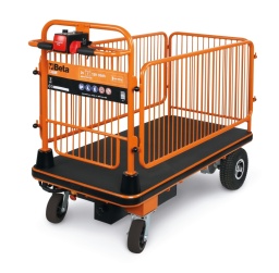 Désormais… vous économiserez du temps et des efforts!
Les dimensions compactes et une utilisation polyvalente font du chariot plateforme C48M la solution idéale pour la manutention de charges lourdes (caisses, conteneurs, objets encombrants, pièces d'équipement) en mode assisté en toute sécurité, y compris dans des zones difficilement accessibles et dans des environnements de travail qui ne sont pas accessible par des chariots élévateurs.
Cela se traduit par une réduction significative des risques pour les opérateurs - par ex. troubles musculo-squelettiques causés par la manipulation manuelle de charges.
Plateforme motorisée, avec moteur 24V - 400W et alimentation 2x12V - 33Ah et carte de contrôle Curtis.
Plateforme de chargement en acier robuste, recouvert de caoutchouc antidérapant, avec panneaux tubulaires ronds empêchant les objets de tomber pendant le transport.
Les panneaux peuvent être retirés pour répondre aux besoins de transport individuels.
La console de commande est équipée des éléments suivants:
- la clé de contact
- bouton de réglage de la vitesse
- poignées papillon latérales pour le contrôle de la traction
- bip intermittent, qui est activé lors du déplacement en marche arrière
- indicateur de charge de la batterie
- bouton de coupure du frein électrique
- bouton d'arrêt d'urgence.
Equipé de 2 roues de traction pneumatiques (Ø 260 mm) et de 2 roues pivotantes en caoutchouc (Ø 150 mm), frein électromagnétique et différentiel.
Livré avec un chargeur de batterie externe, 220V / 50Hz - V / A 24/12