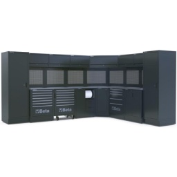 Combinaison d'ameublement d'atelier RSC50 2.0
Combinaison comprenant les éléments suivants :
- 1 plan de travail, 2240x700 mm
(RSC50 2.0 NPG/3-2,2MT)
- 1 plan de travail, 1495x700 mm
(RSC50 2.0 NPG/2-1,5MT)
- 1 module fixe avec 7 tiroirs (RSC50 2.0 M7)
- 1 servante mobile avec 7 tiroirs (RSC50 2.0 C7)
- 1 module fixe de propreté avec 2 tiroirs
(RSC50 2.0 MS-2C)
- 1 angle complet autoportant (RSC50 2.0 NAC-G)
- 1 module fixe avec 5 tiroirs (RSC50 2.0 M5)
- 1 module fixe 2 portes (RSC50 2.0 MA)
- 5 meubles hauts muraux (RSC50 2.0 PM)
- 5 panneaux porte-outils perforés supérieurs (RSC50 2.0 PFS)
- 5 panneaux porte-outils perforés inférieurs (RSC50 2.0 PFI)
- 5 paires d'étriers (RSC50 2.0 P/2MDX-SX)
- 2 armoires à 1 porte (RSC50 2.0 A1)