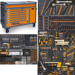 Servante mobile extra large MAX 8 tiroirs avec système anti-basculement et composée de 1061 outils
- 1 tiroir (1176x367 mm) monté sur glissières à billes
de précision
- 7 tiroirs (882x367 mm) montés sur glissières à billes
de précision
6 tiroirs d'une hauteur de 70 mm
1 tiroir d'une hauteur de 140 mm
- Plan de travail en MDF revêtu d'acier inoxydable, prédisposés pour la fixation d'un étau 1599F/125 ou 1599GI/125 (vendu séparément) et 6 compartiments de rangement
- Poignées des tiroirs en nylon robuste, avec porte-étiquettes
intégrés
- Fonds des tiroirs protégés par un tapis néoprène
- Compartiment latéral de rangement amovible, montés sur
glissières à billes de précision et équipé d'une étagère
- 4 roues de Ø 150 mm : 2 fixes et 2 mobiles équipées d'un frein
- 3 serrures de sécurité frontale
- Support de rouleau de papier intégré
- Porte-flacon intégré
- Le tiroir 1176x367 mm peut accueillir jusqu'à 8 modules d'outillage BETA
- Les 7 tiroirs 882x367 mm peuvent accueillir jusqu'à 6 modules d'outillage BETA.