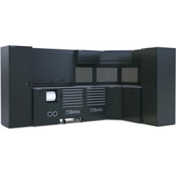 Combinaison d'ameublement d'atelier RSC50 2.0
Combinaison comprenant les éléments suivants :
1 plan de travail 2240 x 700 mm (RSC50 2.0 NPG/3-2,2MT)
1 plan de travail 750x700 mm (RSC50 2.0 NPG/1-0.7MT)
1 module fixe de propreté (RSC50 2.0 MS-2AVV) avec enrouleur de tuyau d'air comprimé réf : 1900S 8x10 et enrouleur de câble électrique réf : 1844 15-H05/SCK (inclus)
1 servante mobile avec 7 tiroirs (RSC50 2.0 C7)
1 module fixe avec 7 tiroirs (RSC50 2.0 M7)
1 angle complet autoportant (RSC50 2.0 NAC-G)
1 module fixe 2 portes (RSC50 2.0 MA)
1 paroi porte-outils avec volet et structure en aluminium (RSC50 2.0 PS)
2 meubles hauts muraux (RSC50 2.0 PM)
2 panneaux porte-outils perforés supérieurs (RSC50 2.0 PFS)
2 panneaux porte-outils perforés inférieurs (RSC50 2.0 PFI)
2 paires d'étriers (RSC50 2.0 P/2MDX-SX)
2 armoires à 1 porte (RSC50 2.0 A1)