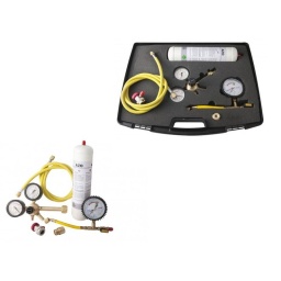 L'outillage contenu dans la mallette sert à pressuriser les installations de réfrigération et de climatisation afin de simuler,
à l'intérieur de ces installations, la pression à laquelle ce système decra ensuite fonctionner.
Compatible gaz R134 et 1234 YF
Composition:
-Malette
-Bloc mano détenteur avec vanne de sécurité allant jusqu'à 50 bar.
-Manomètre d'isolation
-Adaptateur pour bouteille 1kg
-SA1090: bouteille azote hydrogéné (N2-H2) 1kg
-Tuyauterie de 160cm
-SA4028: raccord haute pression
-SA4052: raccord haute pression spécifique gaz R1234YF