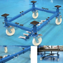 Chariot pour caisse et principaux ensembles d'un véhicule.
Équipé de supports porteurs réglables indépendamment qui peuvent être positionnés pour transporter différents types de charge.
Le Laser 8893 est idéal pour supporter les châssis de véhicules, les caisses nues, les ensembles de sous-châssis et même les batteries de véhicules électriques hors du véhicule, et les déplacer sur ses robustes roues freinées.
Facile à assembler, à ajuster et à ranger. Équipé de 4 roues robustes de 200 mm de diamètre.
Équipé de 3 jeux de supports différents en fonction de la charge à transporter.
Le cadre est réglable en laargeur de 680 à 1280 mm et de 1150 à 1750 mm en longueur. Réglage de la hauteur de 400 à 520 mm.
Hauteur idéale pour permettre aux principaux composants et ensembles d'un véhicule d'être descendus directement de dessous le véhicule à l'aide d'une rampe d'accès. CMU : 900 kg.
Fourni en pièces détachées. Auto-assemblage requis. Conforme CE.