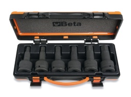 Coffret métallique comprenant 6 douilles à chocs pour vis à six pans creux