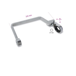 Clé à cliquet articulée pour filtre à huile 27mm
Cette clé, grâce à sa forme en "U" permettant de contourner les organes gênants et à sa tête à cliquet basculante (45°), facilite le démontage du filtre à huile des véhicules du groupe PSA et Ford qui reste inacessible pour l'utilisateur.