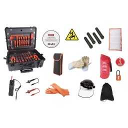 Ce kit est dédié aux professionnels du dépannage et remorquages pour véhicules électriques.
Composition Composition :
EG0068 : 1 x valise à outils étanche 34l
OE0700 : 1 x coffret outils isolés 1000V pour véhicules hybrides et électriques
OE3010 : 1 x testeur sécurité VAT
OE3012 : 1 x pointe de touche rouge IP2X pour appareil VAT
OE3011 : 1 x pointe de touche noire IP2X pour appareil VAT
EG0031 : 1 x housse de volant danger
OE0562 : 1 x sac de consignation
OE0564 : 1 x cadenas de consignation
OE0563 : 1 x disque de condamnation
OE0784 : 1 x 4 capuchons isolants ø25mm L.120mm
OE0764 : 1 x nappe isolante auto agrippante 660mmx360mm
EG0035 : 1 x signalisation danger électrique micro-ventouse 200mm
OE0311 : 1 x écran facial protection arcs électriques
OE0566 : 1 x housse pour casque ou écran facial
OE0303 : 1 x surgants cuir pour gants isolants
OE0310 : 1 x paire gants isolants classe 0 T10
OE0567 : 1 x housse pour gants & sous-gants
