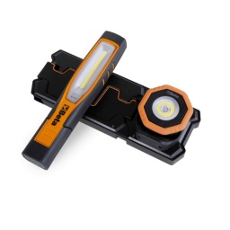 Kit lampes sans fil 1838SW et 1838POCKET avec base de recharge compatible 1839BRW
Le kit se compose de :
- lampe articulée à LED rechargeable sans fil 1838SW
- lampe de poche articulée à LED rechargeable sans fil 1838POCKET
- base de recharge sans fil compatible avec les lampes du kit 1839BRW
FONCTIONNALITÉ
Le kit permet une solution unique pour disposer des produits ayant différentes fonctions. De plus, la technologie sans fil permet de ne plus dépendre des câbles, pour une station de charge plus pratique et toujours en ordre.
TECHNOLOGIE SANS FIL
La technologie sans fil est l'une des innovations les plus récentes en matière d'éclairage de travail et permet de recharger les outils de manière confortable et aisée.
- Caractéristiques de la lampe articulée 1838SW:
- Double émission lumineuse :
avant : LED COB, 3 intensités lumineuses : 250 - 500 -1000 lumens
en tête (spot) : LED SMD, 200 lumens
- Batterie rechargeable 3.6V 3.350mAh Li-ion
- 2 modes de charge :
base sans fil 1839BRW
alimentateur avec connexion USB-C
- Temps de charge :
6.5h avec base de recharge sans fil
4.5h avec alimentateur
- Autonomie :
avant : 3-5h
en tête (spot) : 7h
- Indicateur de charge de la batterie à 3 LEDs
- Base orientable a 180°
- Corps en caoutchouc antiglisse
- Double crochet orientable
- Aimants sur base et sur derrière
- IP65
IK07
- Caractéristiques de la lampe de poche articulée 1838POCKET:
Double émission lumineuse :
lumière principale : LED COB, 3 intensités lumineuses 160 - 400 - 800 lumens
lumière en tête (spot) : LED SMD, 250 lumens
Angle d'éclairage
lumière principale : 160°
lumière en tête (spot) : 18°
Batterie rechargeable 3.7V 2600mAh Li-ion
2 modes de charge
Base sans fil 1839BRW
Alimentateur avec connexion USB-C
Temps de recharge : 4.5 h avec base de recharge sans fil
4 h avec alimentateur
Autonomie
lumière principale: 3-9h
lumière en tête (spot) : 4.5 h
Indicateur de charge de la batterie à 3 LEDs
Orientable à 210°
Corps en caoutchouc antiglisse
Base magnétique
1 aimant sur base
IP65
IK07
Câble USB-C inclus
- Caractéristiques de la base de recharge 1839BRW :
Deux positions de charge avec fixation magnétique pouvant être utilisées simultanément
Avec support amovible pour recharge sans fil du téléphone portable
LED indicateur du niveau de charge
Puissance d'entrée max. : 10W x2
Entrée : AC 100-240V 50/60Hz
Sortie :
DC 12V 1.5A
DC 9V 2A
DC 5V 3A
Câble QC3.0 USB-C (Fast charger)
Chargeur QC3.0 USB-C (Fast charger)
Peut être accroché au mur au moyen de :
3 aimants puissants à l'arrière
2 trous pour les vis
IP20
IK07