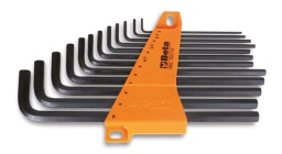 Jeu de 12 clés mâles 6 pans coudées
série longue (art. 96L) avec support
2-2,5-3-3,5-4-4,5-5
6-7-8-9-10 mm