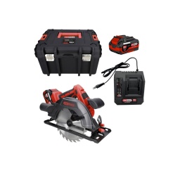 Coffret scie circulaire Ø190 mm sur batterie 18V, 2 batteries et chargeur
Pour des grosses coupes multi-matériaux sur du bois, du plastique, du métal ou de l'aluminium
Coupe nette et rapide grâce à son régime élevé
Moteur brushless (sans charbon) puissant et économe en énergie
Jet d'air soufflant la sciure vers le large tuyau d'évacuation arrière Ø35 mm pour une meilleure visibilité du trait de coupe
Semelle inclinable pour une coupe pratique en biseau à 45° et 90°
Semelle en aluminium avec repère du trait de coupe
Guide parallèle pour une précision maximale
Changement rapide et facile de la lame avec la clé mâle intégrée à la machine
Interrupteur de sécurité pour éviter tout démarrage accidentel
Capot de protection sécurisé de la lame
Confortable à utiliser grâce à sa poignée ergonomique en caoutchouc et ses vibrations réduites
Livrée avec une lame de précision pour le bois en TCT 24 dents de 190x30 mm
Livrée dans son coffret avec 2 batteries 4 Ah et 1 chargeur simple
Batterie commune à toute la gamme d'outillage électroportatif KS Tools 515.47XX, y compris enceinte de chantier 100172F et projecteurs 150.4358F et 150.4470F
Indicateur LED du niveau de charge sur les batteries
Batteries avec coque en nylon retardateur de flamme
Capacité de coupe :65 mm (90°) / 47,5 mm( 45°)
Dimensions :L.340 x l.200 x H.24 mm
Tension d'alimentation :18 V
Vitesse de rotation à vide en T/mn :5500 Tr/min
Poids :3,15 kg