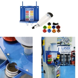 Cet ensemble combine le kit d'entonnoir à huile Laser (référence 7980) avec le nouveau poste de rangement de vidange d'huile (référence 9113), spécialement conçu pour un rangement propre, ordonné et pratique du kit d'entonnoir après utilisation, et permet de drainer tout excès d'huile des composants afin qu'elle s'écoule dans un bidon d'huile de 1 L approprié, pour une élimination périodique en toute sécurité.
L'ensemble d'entonnoir est fourni avec neuf bouchons à code couleur, dimensionnés pour les marques et modèles de véhicules courants, ainsi qu'un adaptateur en angle pour les espaces restreints et un couvercle pour limiter la pénétration de la saleté dans le moteur.
Doté d'une capacité de 1 100 ml, d'un entonnoir de type bouteille de 90 mm de diamètre pour un remplissage rapide et d'un bouchon fileté qui forme un joint étanche au moteur pour un remplissage plus propre et mains libres.
Le kit d'entonnoir à huile, référence 7980, comporte 9 bouchons de tailles différentes adaptés aux orifices d'huile de la majorité des véhicules. L’adaptateur en angle est inclus, idéal pour travailler dans des espaces restreints.
Applications : Toyota, Lexus, Scion (bouchon jaune) ; Honda, Nissan (bouchon vert) ; Subaru (bouchon rouge) ; Volvo, Ford, Mazda (bouchon bleu clair) ; Mercedes-Benz, BMW, VAG (bouchon bordeaux) ; Toyota (bouchon orange) ; Mazda (bouchon gris) ; Audi, VAG (bouchon marron) ; Kia, Hyundai (bouchon bleu foncé).
Les bouchons d'étanchéité filetés en caoutchouc assurent une connexion sécurisée au réservoir pour une utilisation mains libres pratique. L’entonnoir est doté d’un couvercle protecteur, limitant la poussière et assurant un stockage en toute sécurité des composants lorsqu’ils ne sont pas utilisés.
Fourni avec le poste de vidange d'huile Laser Tools, référence 9113, conçu pour s'assurer que l'excès d'huile des composants du kit d'entonnoir s'écoule de manière contrôlée dans un bidon d'huile standard de 1 L vide (non fourni).
Se monte verticalement sur une surface verticale plane à l'aide d'aimants ou de trous de vis fournis. Poste fabriqué au Royaume-Uni. Dessin ou modèle enregistré au Royaume-Uni.