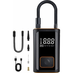 Gonfleur portable sans fil rechargeable
4 modes de gonflage : voiture, vélo, moto, ballon.
4 unités de gonflage (psi, kPa, bar, kg/cm²).
Fonction Auto Stop.
Ecran digital.
Lampe intégrée.
Autonomie de 8min. à pleine puissance.
Peut faire aussi office de batterie externe.
Batterie 7,4V 2000mAh.
Livré avec :
4 aiguilles de gonflage
1 câble USB-C
Autonomie 8 min
Voltage DC 7,4V
Capacité batterie 1800mAh x 2
Pression max 10,4 bar
Usage pour voiture, vélo, moto, ballon
Poids 0,57KG