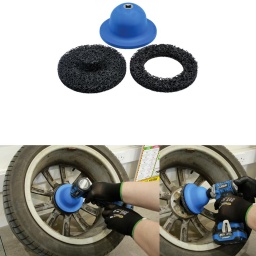 Outil de nettoyage de moyeux de roue, conçu pour être utilisé sur les moyeux sans goujons, afin d'éliminer la corrosion et la saleté de la surface de contact du moyeu et de l'intérieur de la roue, avant le remontage des roues sur le véhicule.
L'ensemble comprend également un tampon spécialement conçu pour nettoyer la bague intérieure de la roue afin d'assurer un contact parfait avec le moyeu.
L'outil est doté d'un carré d'entraînement de 1/2", ce qui permet de l'installer sur la même clé à choc/le même pistolet à air utilisé pour retirer les écrous de roue (une légère pression suffit pour obtenir les meilleurs résultats).
Idéal pour un nettoyage rapide et efficace des surfaces de contact des roues intérieures. Comprend un corps en composite, un insert métallique à carré de 1/2" et un système de fixation du tampon abrasif avec boucle et à crochet.
Fourni avec un disque de nettoyage abrasif de 150 mm de diamètre avec une section centrale surélevée de 48 mm de diamètre pour un nettoyage rapide et efficace des surfaces de contact des roues intérieures.
Avec un disque de nettoyage abrasif de 150 mm de diamètre avec un trou central de 90 mm pour le nettoyage des moyeux sans goujon avec un bossage central maximum de 85 mm.
À utiliser avec un pistolet à choc ou des outils électriques à carré de 1/2". Vitesse maximale de 1 500 tr/min.
Des tampons abrasifs de rechange pour la roue intérieure sont disponibles, voir la référence Laser 9171, pour le tampon abrasif du moyeu, voir la référence 8809.