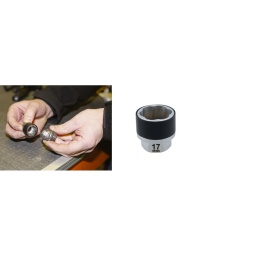 Douille en spirale spécialement conçue pour la dépose des fixations de roues endommagées, à utiliser avec une douille pour écrous de roue de 17 mm.
En acier SCM440 et équipée d'un manchon en plastique pour protéger la finition des roues en alliage.
Douille en spirale forgée à froid conçue pour la dépose des écrous et boulons de roue endommagés.
En acier SCM440, avec manchon de protection pour utilisation sur roues en alliage, livré dans un tube de rangement en plastique.
Nous recommandons d'utiliser un poinçon pour extraire l'écrou/le boulon de roue endommagé de l'outil.