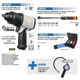 Pack pneumaticien Beta tools 4 pièces clé choc sans huile