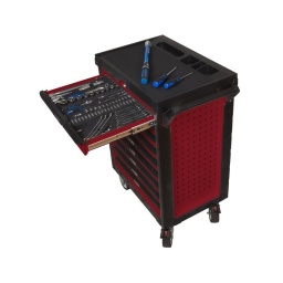 Servante d'atelier 9 tiroirs pearl
- construction a pans coupes renforcant la structure du bati
- système "one by one" antibasculement
- panneau lateral déporté et pré-percé pour fixation de crochet et accessoires
- 2 roues fixes grand diamètre pour une meilleure stabilite et un déplacement aise sur tous types de sols
- 2 roues pivotantes avec système de freinage total
- plan de travail avec rangements
- tiroirs sur glissieres à billes extra-resistant (45 kg par tiroir)
- tiroirs à ouverture totale
- blocage des tiroirs en position fermee. système d'arret a tiroirs
- fermeture totale et simultanee des tiroirs par serrure
- poignée tubulaire de manutention
- finition "pearl"
- poids 57kg
- dimension hors tout : l678xl459xh859
- roue dia 125mm larg 50mm - 516 outils