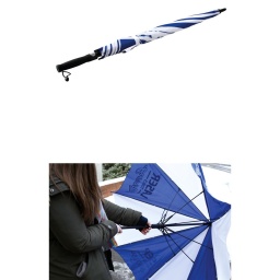 Grand parapluie de golf avec marque Laser Tools Racing à ouverture automatique.
Ouverture automatique par simple pression d'un bouton ; il suffit de tirer jusqu'au déclic pour fermer.
Diamètre de toile : 1 300 mm ; longueur totale du parapluie (fermé) : 1 000 mm.
La poignée en caoutchouc offre une prise robuste mais confortable.
Monture en fibre de verre robuste mais légère pour le transport.
Couleur : toile bleue et blanche avec marque Laser Tools Racing.