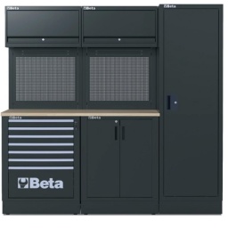 Combinaison d'ameublement d'atelier RSC50 2.0
Combinaison comprenant les éléments suivants :
1 plan de travail (1495x700 mm) en bois contreplaqué stratifié (RSC50 2.0 PW/2-1,5MT)
1 module fixe avec 7 tiroirs (RSC50 2.0 M7)
1 module fixe à 2 portes (RSC50 2.0 MA)
2 meubles hauts muraux (RSC50 2.0 PM)
2 panneaux porte-outils supérieurs perforés (RSC50 2.0 PFS)
2 panneaux porte-outils inférieurs perforés (RSC50 2.0 PFI)
2 paires d'étriers (RSC50 2.0 P/2MDX-SX)
1 armoire métallique à 1 porte (RSC50 2.0 A1)