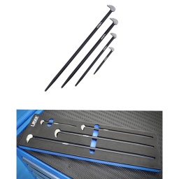 Jeu de 4 pieds-de-biche à point de pincement à double extrémité fin et pointu, idéal pour l'inspection des couvercles souples (plastique, caoutchouc, etc.) qui doivent être soulevés pour permettre une inspection visuelle, par exemple sur le plateau inférieur d'un véhicule, etc. L'extrémité en pointe est idéale pour positionner et aligner les composants et les fixations avant le montage.
Convient pour le contrôle technique et l'utilisation générale dans les garages ; fourni dans un plateau en mousse EVA pour un rangement en toute sécurité.
Idéal pour faire levier, positionner et aligner, inspecter (y compris dans le cadre d'un contrôle technique).
Tailles : 150 x 10,5 mm, 300 x 12,5 mm, 406 x 15,5 mm, 508 x 16 mm.
En acier EN9 avec extrémités durcies et trempées.
Finition par revêtement poudre.
Présenté dans un plateau en mousse EVA (26 x 170 x 535 mm) pratique pour le rangement par l'utilisateur et limitant les déchets d'emballage.
