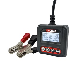 Testeur de batterie 12 V
Test et mesure des capacités de démarrage, de charge et de l'état de tous types de batteries 12 V ((plomb, gel, alphaline, AGM, EFB START & STOP, VRLA et lithium-ion LiFePo4)
Test de batterie conformément à la majorité des normes telles que CCA, BCI, CA, MCA, JIS, DIN, EN, SAE ou GB
Branchement et auto-alimentation sur la batterie du véhicule à l'aide de deux pinces crocodiles isolées
Protection contre l'inversion de polarité pour éviter tout dommage en cas de connexion inversée des pinces
Génération de QR Codes pour rapports de test sur téléphone
Connexion USB et CD d'application pour enregistrer les résultats sur ordinateur
Menu intuitif
Mémoire de stockage des 10 derniers tests enregistrés
Plus d’information
Dimensions : L.80 x l.78 x H.22 mm
Écran : LCD rétroéclairé 128x64 mm
Température d'utilisation : +0°C à +50°C
Tension batterie : 12 V
Poids : 200 g
Plage de test batterie acide : 100 - 2000 CCA
Plage de test batterie lithium : 20 - 1000 CCA