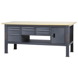Etabli d'une longueur de 2,1m avec plan de travail en bois, 8 tiroirs et 1 compartiment de rangement avec porte.
Principales caractéristiques :
- Plan de travail (2100 x 750 mm) en bois contreplaqué stratifié de 38 mm d'épaisseur
- 8 tiroirs (367x588 mm) montés sur glissières à billes de précision :
5 tiroirs d'une hauteur de 70 mm
2 tiroirs d'une hauteur de 140 mm
1 tiroir d'une hauteur de 210 mm
- Fonds de tiroirs protégés par un tapis en néoprène
- Chaque tiroir peut accueillir jusqu'à 4 modules d'outillage BETA
- Verrouillage centralisé à l'avant
- Serrure centralisé frontale
- 1 compartiment de rangement avec porte et serrure
- Structure en acier avec 4 pieds
- Prédisposition pour l'installation d'un étau (1599F/150 ou 1599GI/150, vendus séparément)
- Demi-étagère inférieure de rangement, 1788x335 mm ; épaisseur : 40 mm
- Prévu pour la fixation au sol
- Capacité de charge statique : 800 kg uniformément répartis
Les accessoires suivants peuvent être ajoutés :
- Panneau latéral perforé C58PFL
- Bord antichute, 2100 mm, C58BAC 2.1
174 kg
2.100x750x904 mm