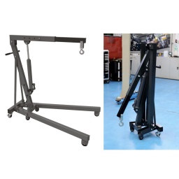 Grue d'atelier entièrement réglable, résistante et pliable, fabriquée selon les dernières normes CE, UKCA et TUV, pour plus de sécurité dans l'atelier.
Réglable pour soulever des charges jusqu'à 1 tonne (capacité maximale), avec un bras de levage multi-positions, doté d'un crochet pivotant sur 360°.
Convient au levage de moteurs, de transmissions et de batteries de véhicules électriques (lorsqu'elle est utilisée avec un cadre de levage de batteries de véhicules électriques approprié, tel que la référence Laser n° 8338).
Bras de levage réglable à plusieurs positions, plage de levage : 160 mm - 2040 mm.
Crochet de levage avec rotation à 360° et support pivotant en forme de U.
Roues fixes capotées pour la sécurité, roulettes pivotantes à l'arrière (dont une avec fonction de freinage).
Dimensions : 1515 x 1010 x 1445 mm ; poids : 67 kg. Se plie pour un rangement facile.
Fabriquée à partir d'acier robuste à section rectangulaire pour une plus grande résistance et équipée d'un vérin hydraulique entièrement soudé pour réduire les fuites potentielles. Conforme CE et UKCA.