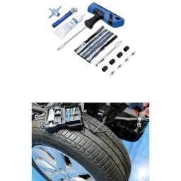 Kit de réparation d'urgence de pneus avec poignée en T et perceuse-visseuse
Kit complet de réparation d'urgence de pneus, type à mèches, qui comprend des adaptateurs de montage à la main et à la perceuse.
Le kit comprend des valves de rechange, des capuchons et un manomètre.
Kit embarqué pratique. Non recommandé en tant qu'outil de réparation permanente pour véhicules routiers.
Conçu pour permettre des réparations temporaires au bord de la route.
Le kit contient : Outil à râper et à insérer à poignée en T pour usage intensif, outil à râper et à insérer pour perceuse-visseuse.
Outil combiné de démontage/montage de valves de pneus. Manomètre, de type crayon, pour la pression des pneus.
Fourni avec 4 valves de pneus et capuchons.
Les consommables comprennent : Solution de colle à caoutchouc et 5 mèches pour pneus (référence 37003).