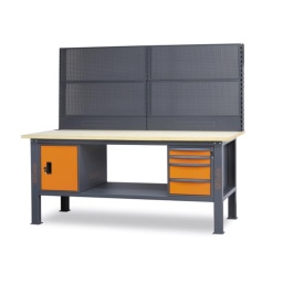 Etabli complet avec plan de travail en bois d'une longueur de 2,1m avec 4 tiroirs et 1 compartiment de rangement avec 1 porte
Principales caractéristiques :
- 1 Plan de travail (2100 x 750 mm) en bois contreplaqué stratifié
d'une épaisseur de 38 mm
- 4 tiroirs (367x588 mm) montés sur glissières à billes de précision :
2 tiroirs d'une hauteur de 70 mm
2 tiroirs d'une hauteur de 140 mm
- Fonds de tiroirs protégés par un tapis en néoprène
- Chaque tiroir peut accueillir 4 modules d'outillage Beta.
- Serrure centralisée frontale
- 1 module équipé d'une porte avec serrure
- Structure en acier avec 4 pieds
- Prédisposition pour l'installation d'un étau (1599F/150 ou 1599GI/150,vendus séparément)
- 2 demi-étagères inférieures de rangement, 1788x335 mm ; épaisseur : 40mm
- Capacité de charge statique : 800 kg, uniformément répartie
- Prévu pour la fixation au sol
