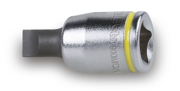 Douille tournevis pour vis à fente, colorée chromée - embouts brunis