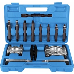 Arrache roulements coffret de 14 pcs
Composition :
- 1 guillotine Ø 50-75mm
- 1 guillotine Ø 30-50mm
- 1 vis de serrage T16 x 3 x 170 (L) mm
- 1 dispositif d'extraction 160mm (L) avec trou fileté
- 2 adaptateurs 3/8", 16 x 128mm (L)
- 2 adaptateurs 3/8", 16 x 104mm (L)
- 2 têtes 3/8", 16 x 128mm (L)
- 2 têtes 3/8", 16 x 105mm (L)
- 2 griffes d'extraction