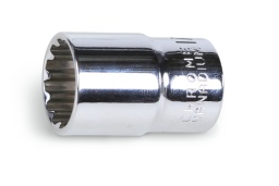 Douille multi-empreinte, carré femelle 1/2", chromée