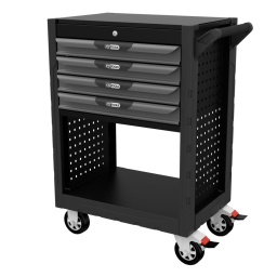 Servante 4 tiroirs + 1 soute
Ouverture individuelle et totale des tiroirs
Glissières à roulements à billes
4 roues robustes Ø 125 mm dont 2 directionnelles avec frein
Système de fermeture centralisé par serrure
Perforations normalisées pour fixation d'accessoires
Dimensions utiles des tiroirs : 4 x L 565 x P 400 x H 55 mm
Dimensions de la soute : L 600 x P 460 x H 370 mm
Charge maximale (kg) : 350 kg
Charge maximale par tiroir : 30 kg
Code EAN : 4042146677834
Couleur : Noir
Dimensions : L.680 x P.460 x H.1020 mm
Nombre de tiroirs : 4
Poids : 54,00 kg